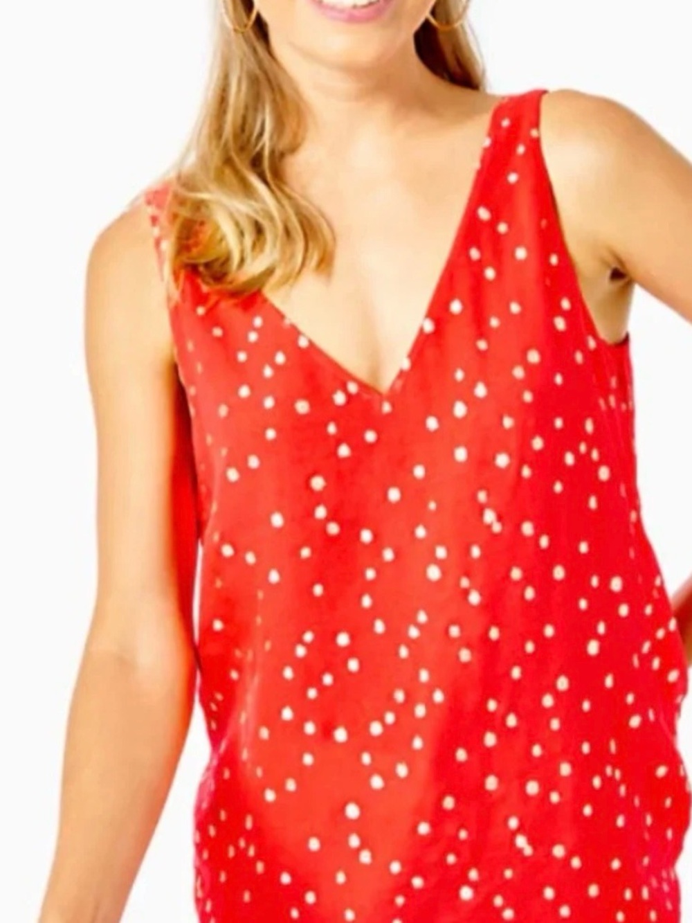 LILY PULITZER SIZE XL FLORIN SILK TOP Red and Gold METALLIC tank